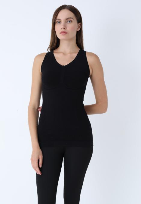 Maiou Dama Modelator in Talie cu Bretele Groase, Culoare Negru,Engros